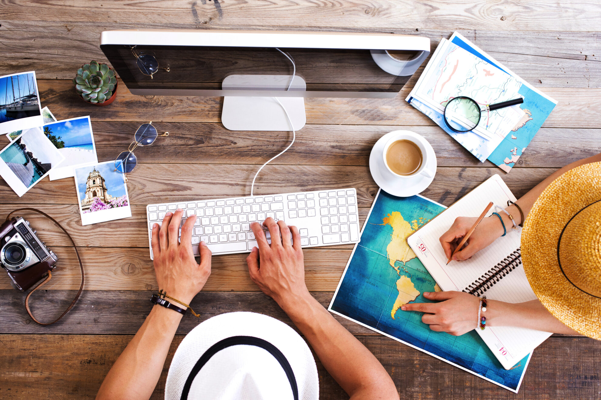 Travel planning on computer Travel planning on computer