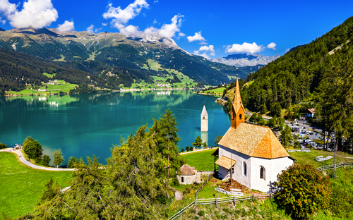 Blick auf den Reschensee